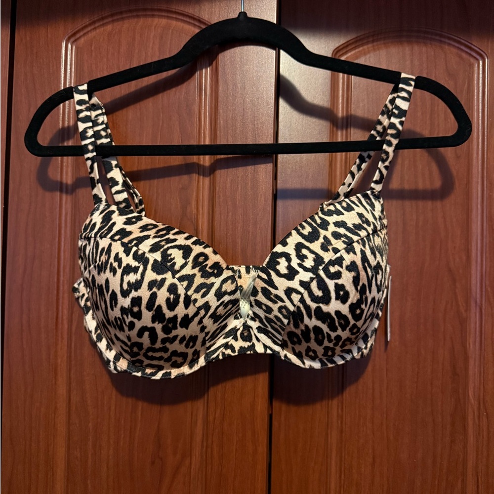 Victoria's Secret Animal Print Baithing suit top- Black and Tan